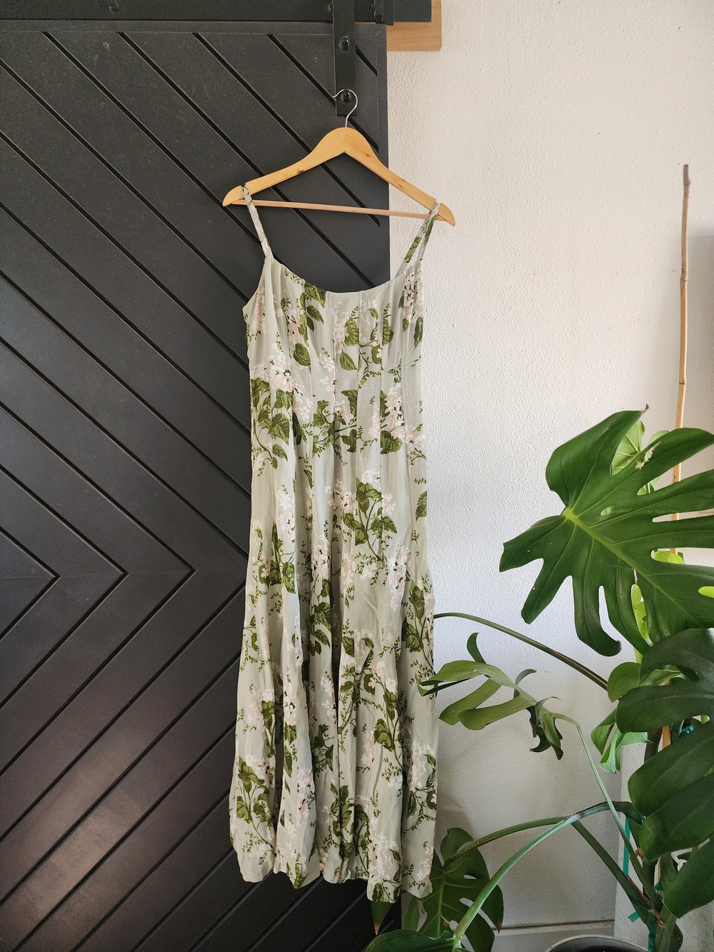 Reformation Light Sage Green Floral Maxi Dress